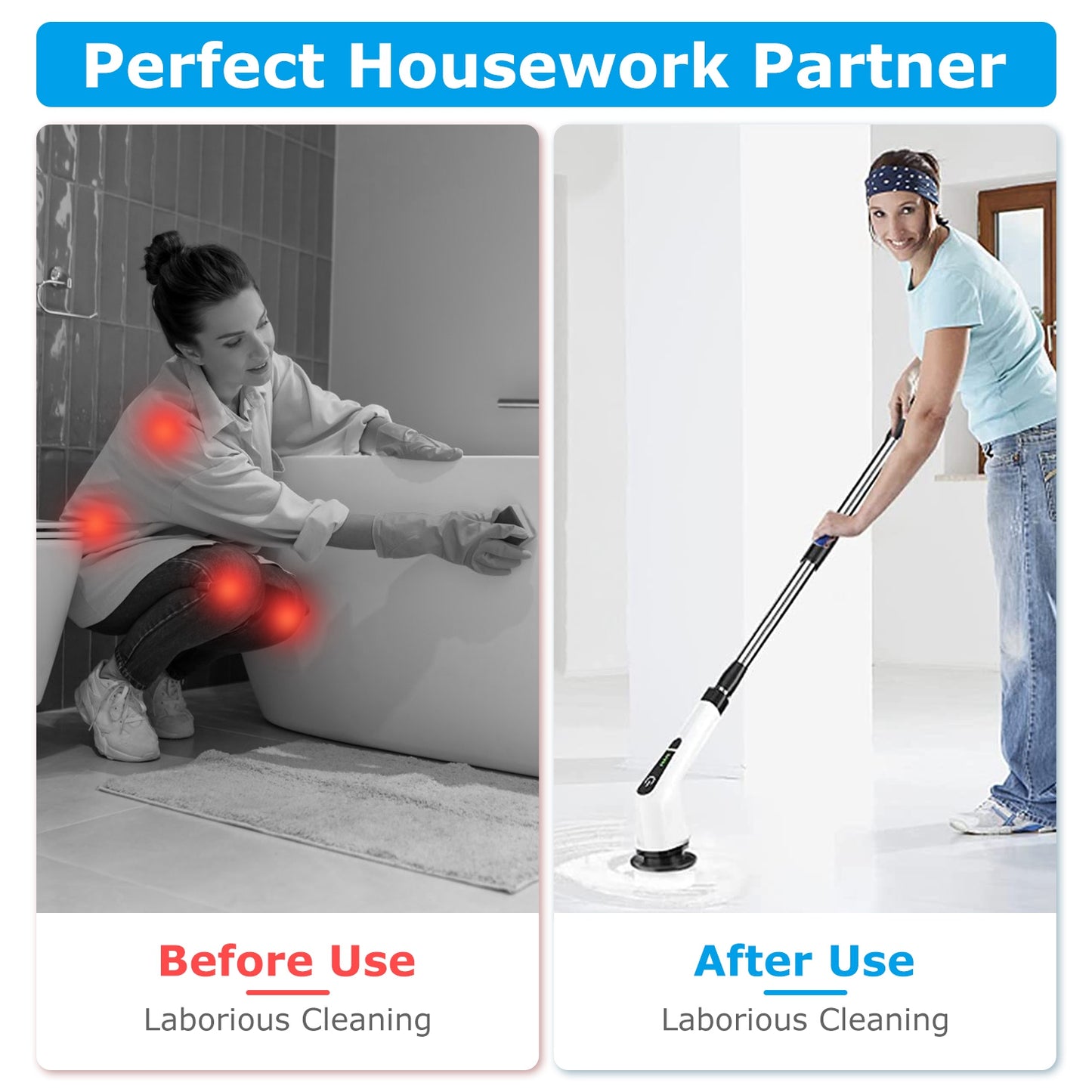 Scrubexa-Cordless Electric Spin Scrubber – Rechargeable, 8 Heads, 2 Speeds