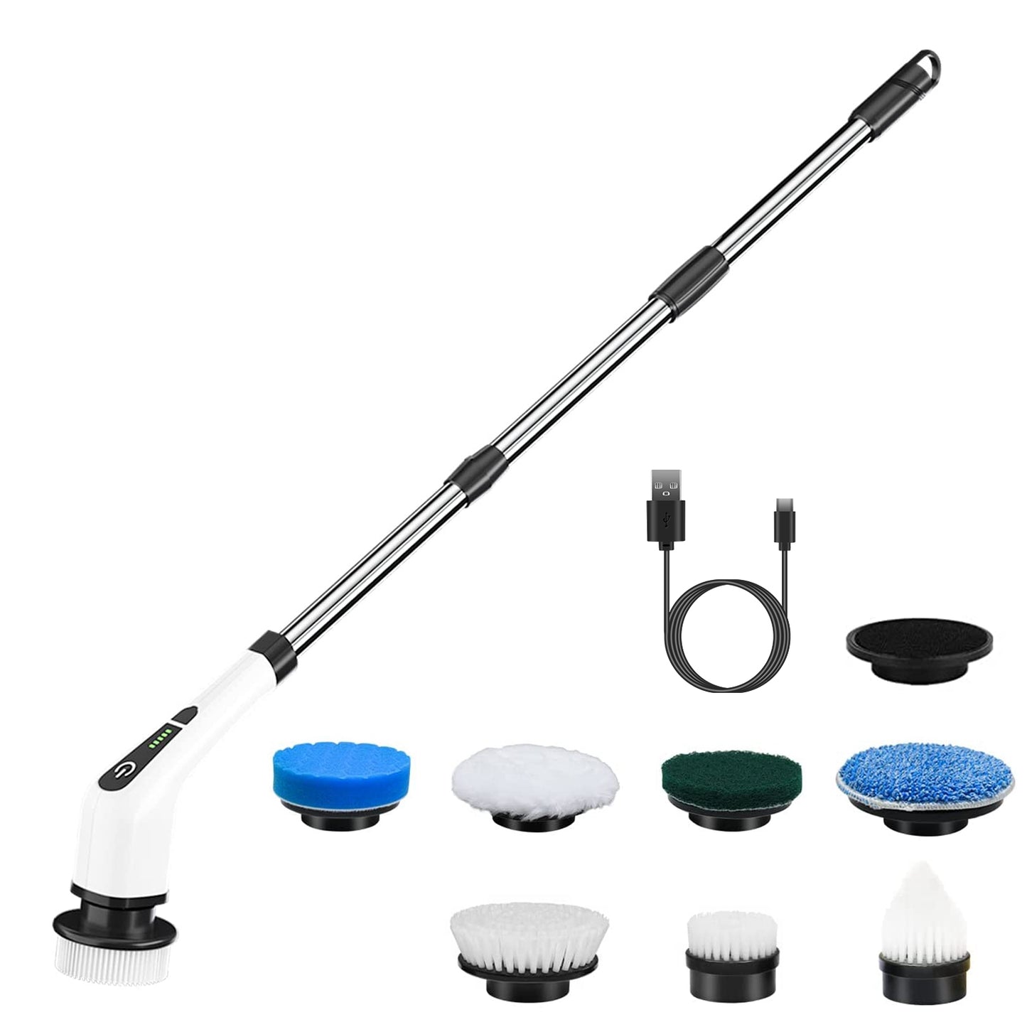 Scrubexa-Cordless Electric Spin Scrubber – Rechargeable, 8 Heads, 2 Speeds