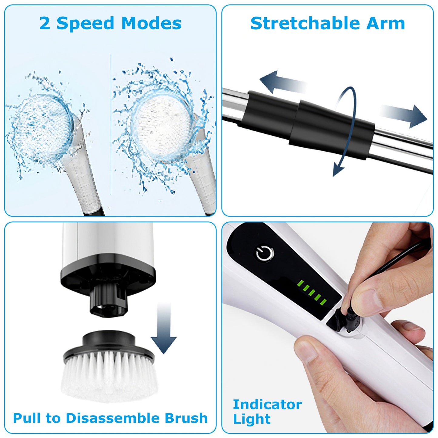 Scrubexa-Cordless Electric Spin Scrubber – Rechargeable, 8 Heads, 2 Speeds