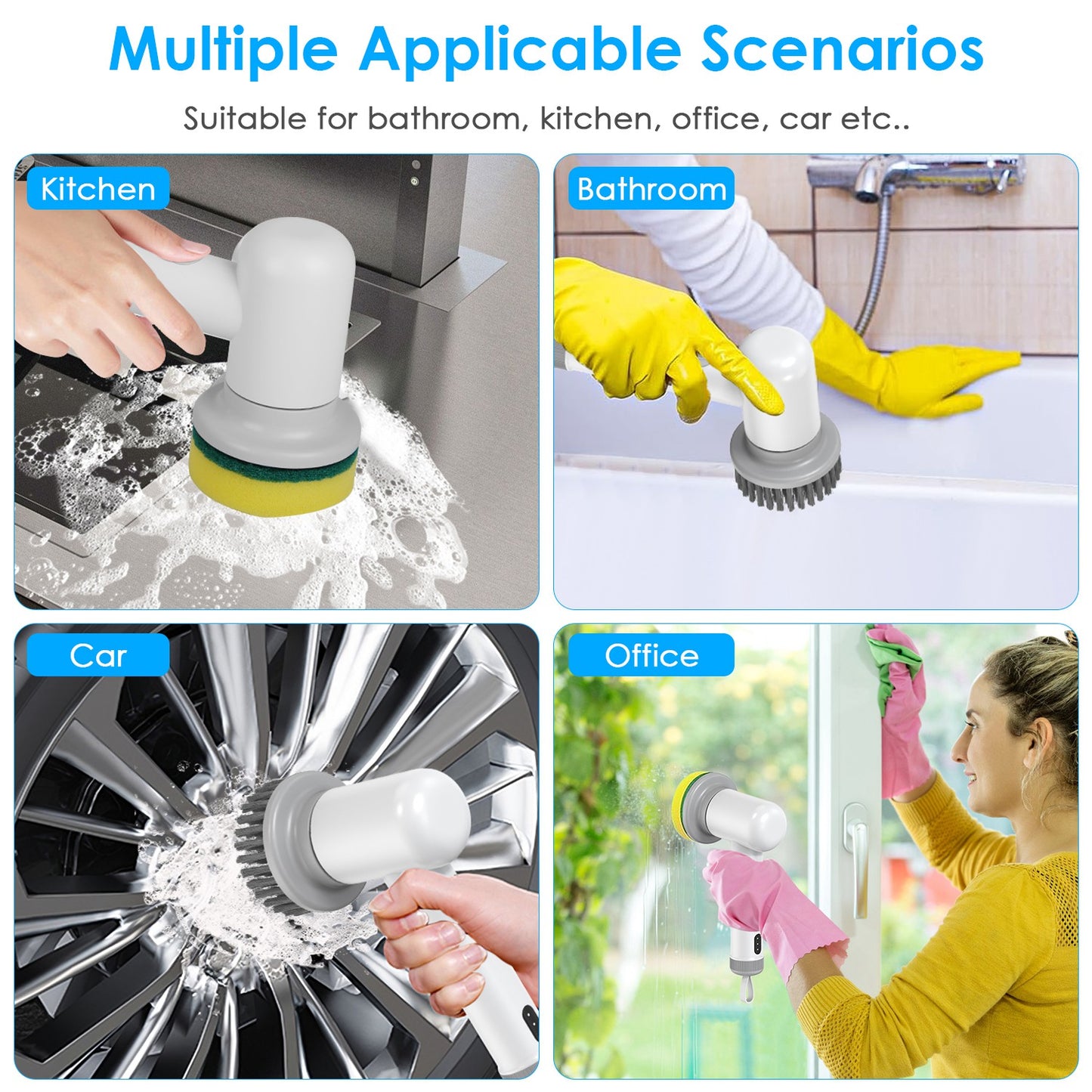 Scrubexa™ Electric Spin Scrubber – Cordless Power Cleaning Brush with 3 Heads